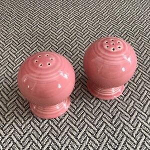 Fiesta Vintage Rose Salt & Pepper Shakers Round Ball & Stoppers Retired 1980’s